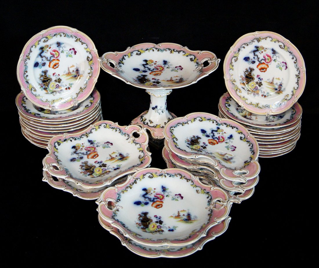 32 PC. ENGLISH IRONSTONE DESSERT SET (1 of 4)