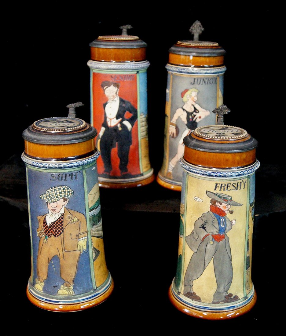GROUP OF 4 FIGURAL STEINS, UNIVERSITY THEME (1 of 10)