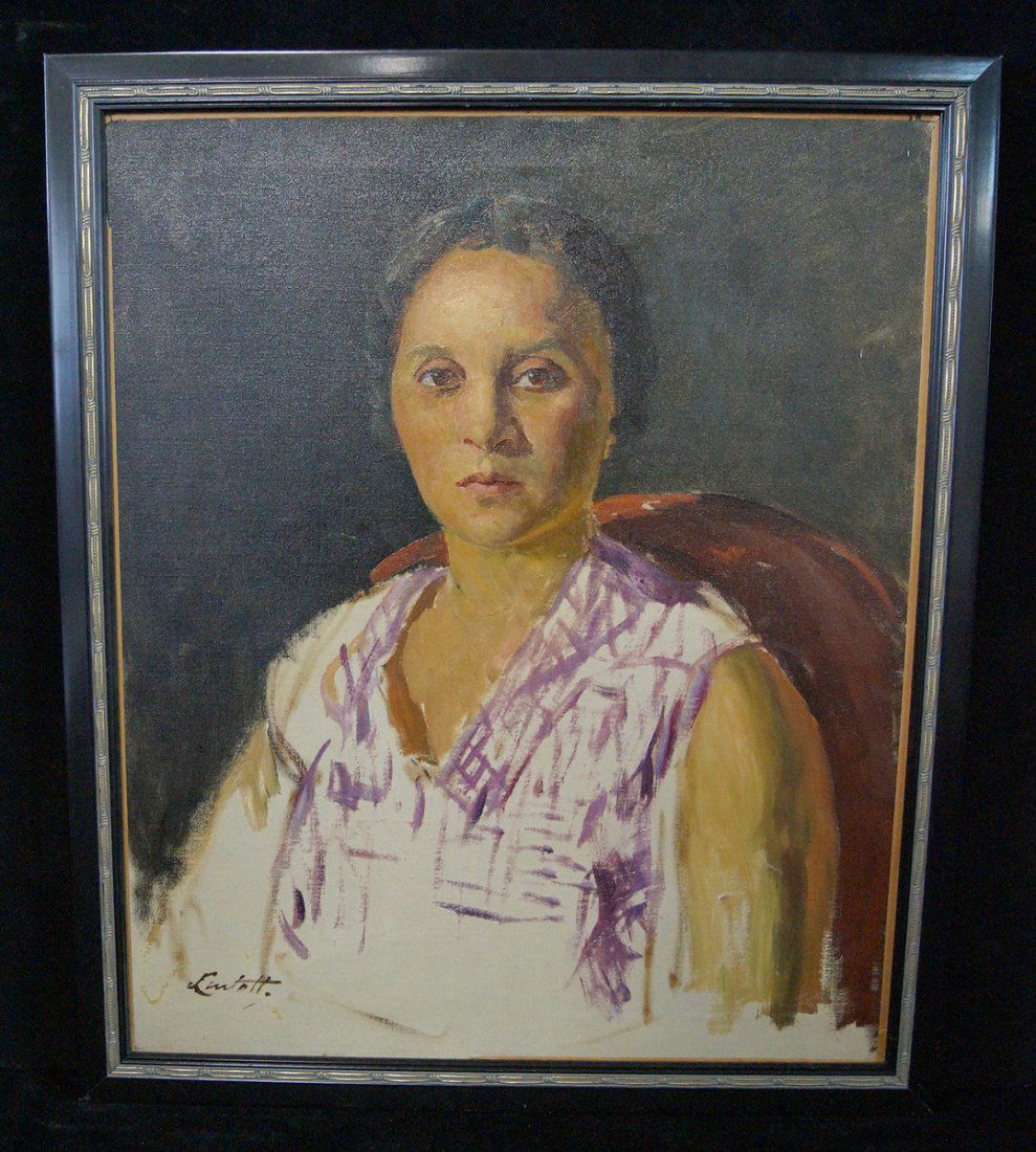 FRAMED O/C PORTRAIT OF A WOMAN SGN. LINTOTT (1 of 4)