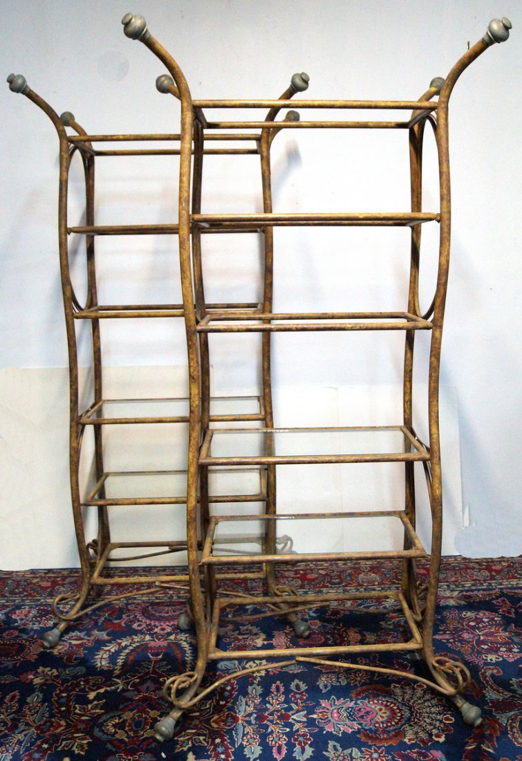 PR. ART NOUVEAU FAUX BAMBOO METAL 6 SHELF ETAGERES (1 of 9)