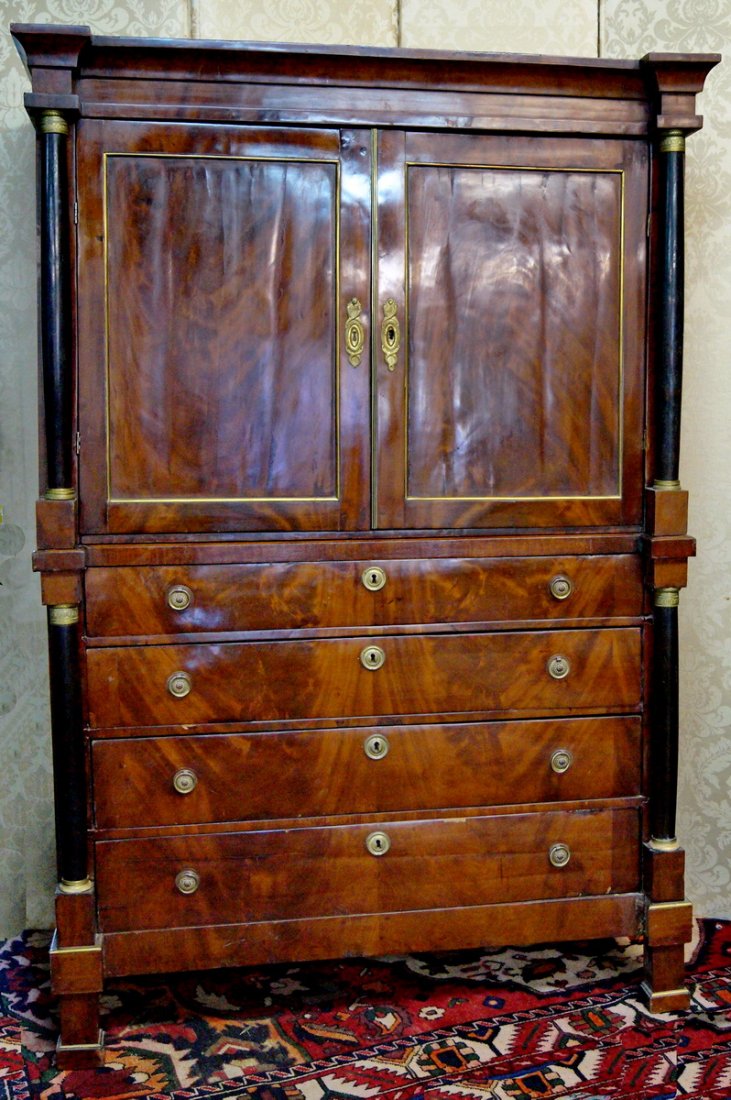19TH C. FRENCH EMPIRE LINEN PRESS (1 of 8)