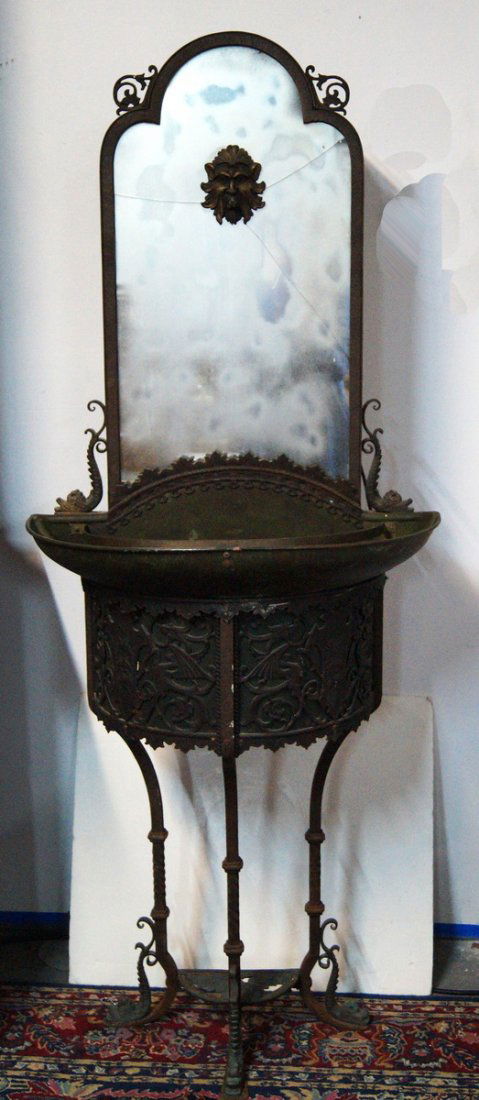 19TH C. CAST IRON FOUNTAIN (MIRROR AS IS) (1 of 7)