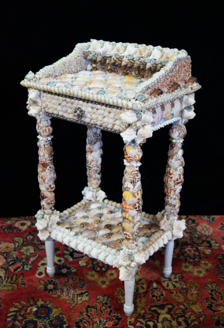 SHELL DECORATED 1 DRAWER STAND (1 of 4)