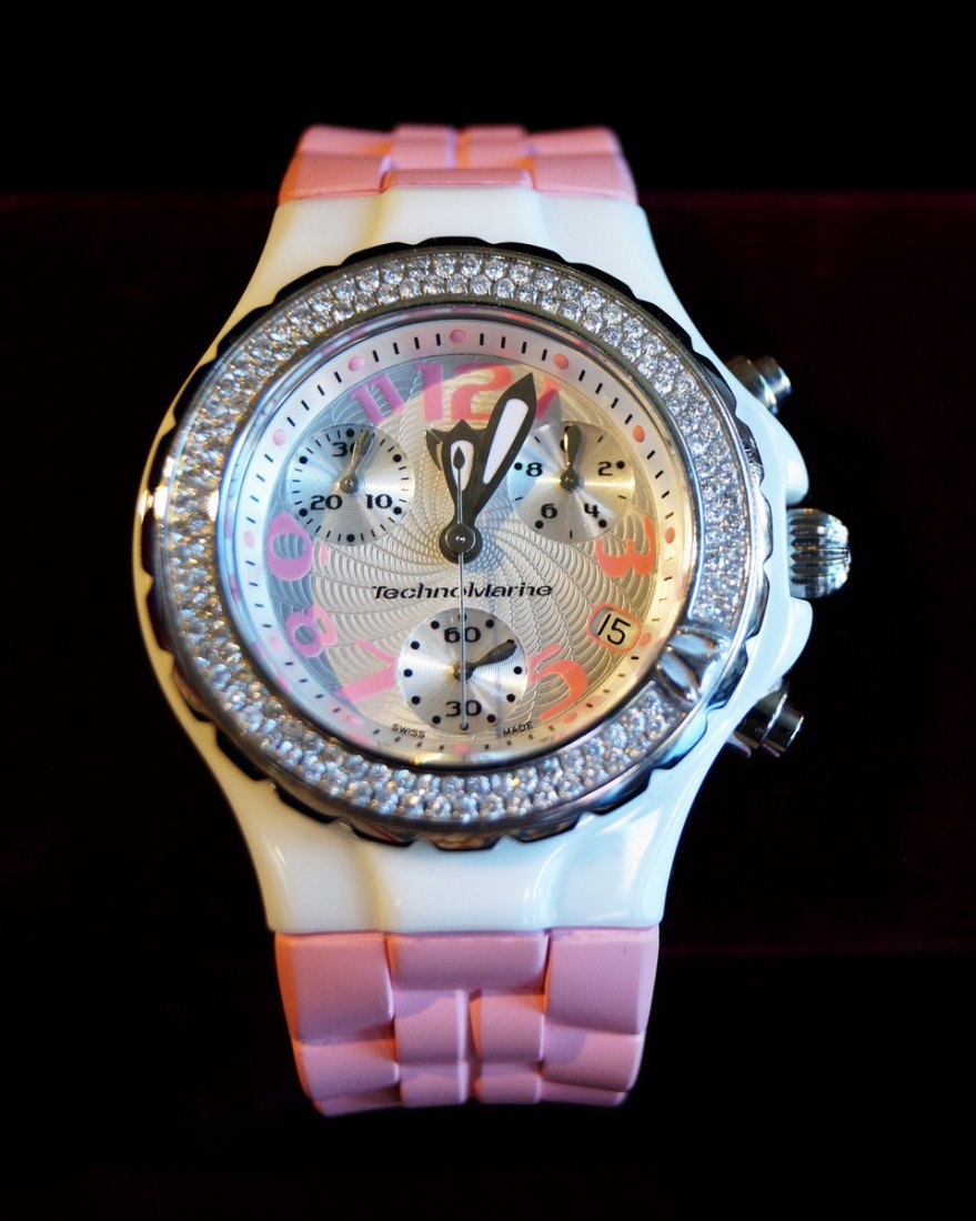 PINK TECHNOMARINE WATCH W/DIA. BEZEL (1 of 1)