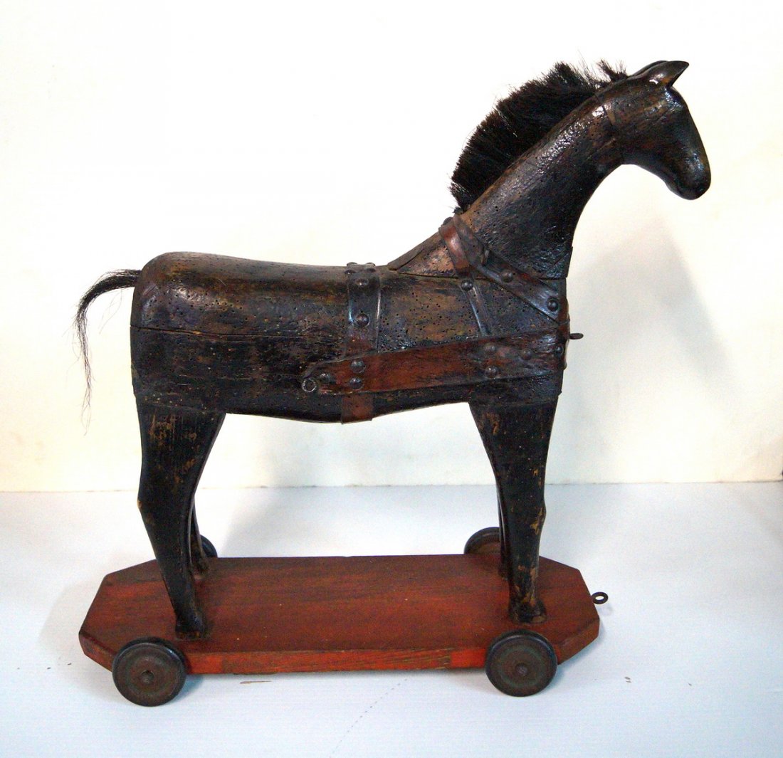 GERMAN 19THC HAND MADE "HORSE" PULL TOY (1 of 7)
