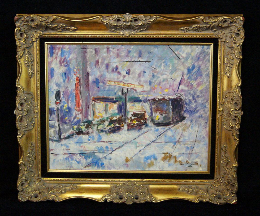 GILT FRAME O/C ABSTRACT STREET SCENE "SAN FRANCISCO" (1 of 3)