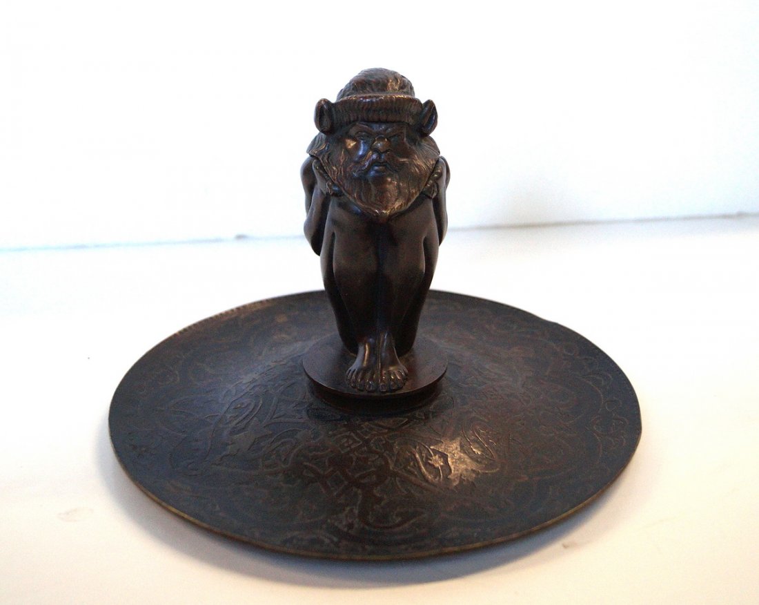 FIGURAL BRONZE INKWELL SGN. A.D.A. (1 of 7)