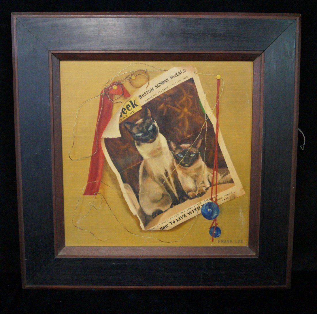 FRAMED O/B "SIAMESE CATS" SGN. FRANK LEE (1 of 4)