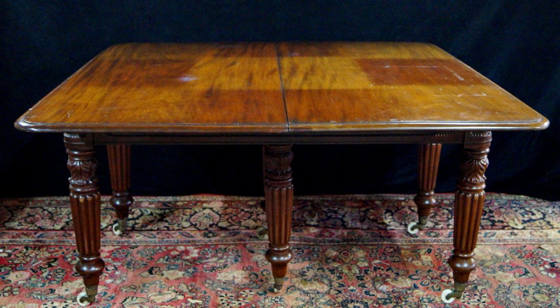 ENGLISH MAHOGANY 6 LEG BANQUET TABLE W/ 4 LEAVES (1 of 7)