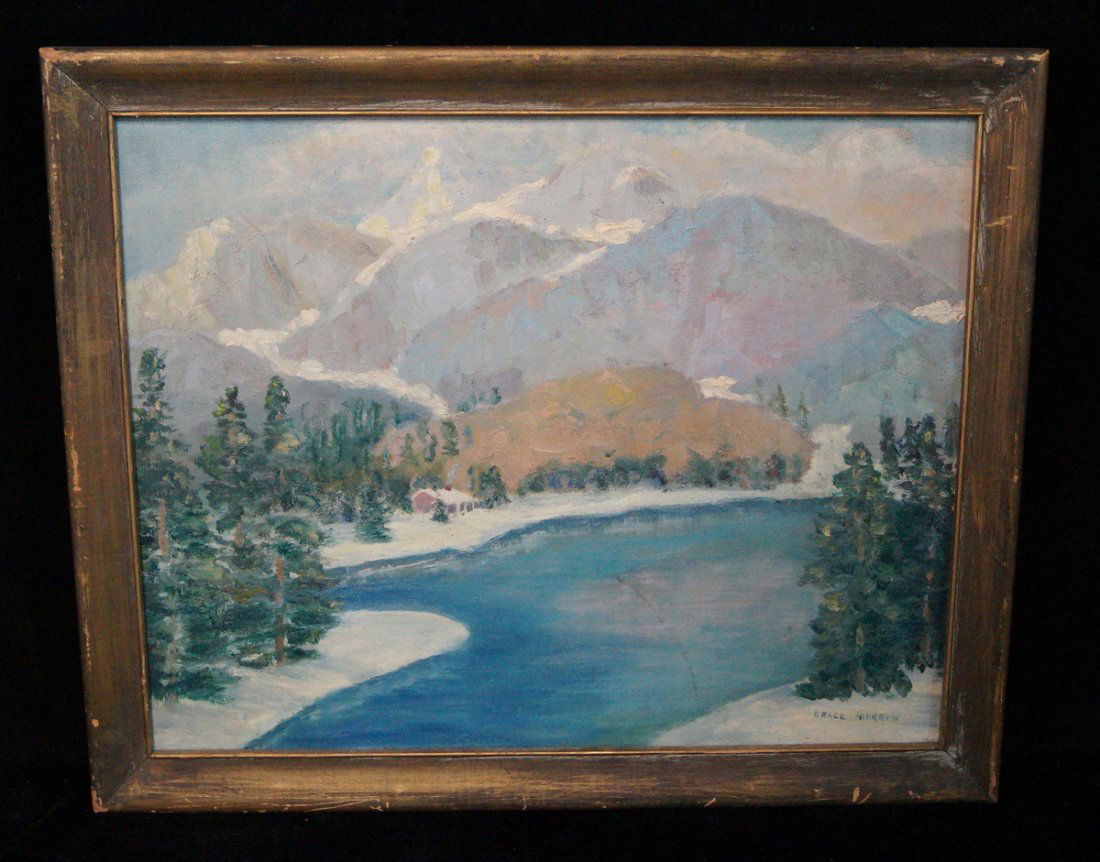 FRAMED O/C "WINTER MOUNTAIN LANDSCAPE" SGN. GRACE (1 of 6)