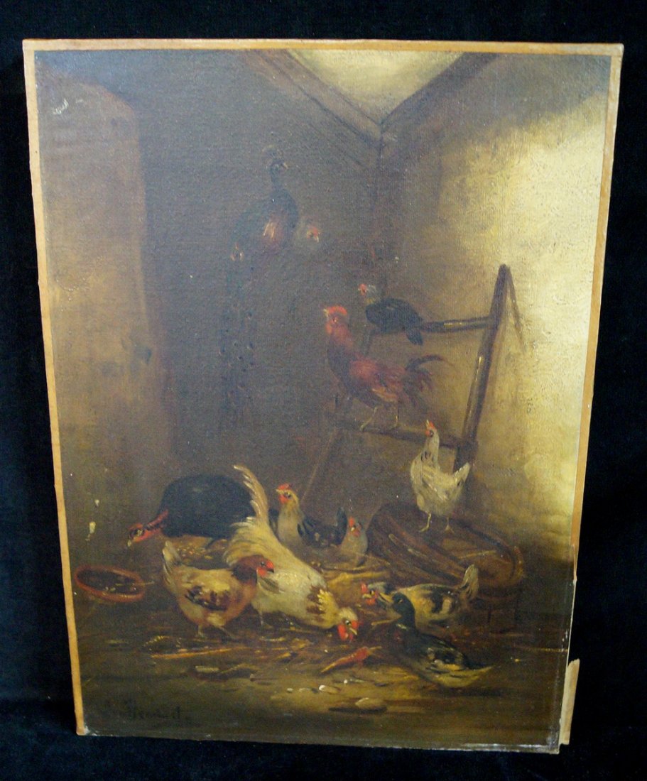 O/C "CHICKEN COOP" GLUED TO STRETCHER SGN. INDISTINCTLY (1 of 2)