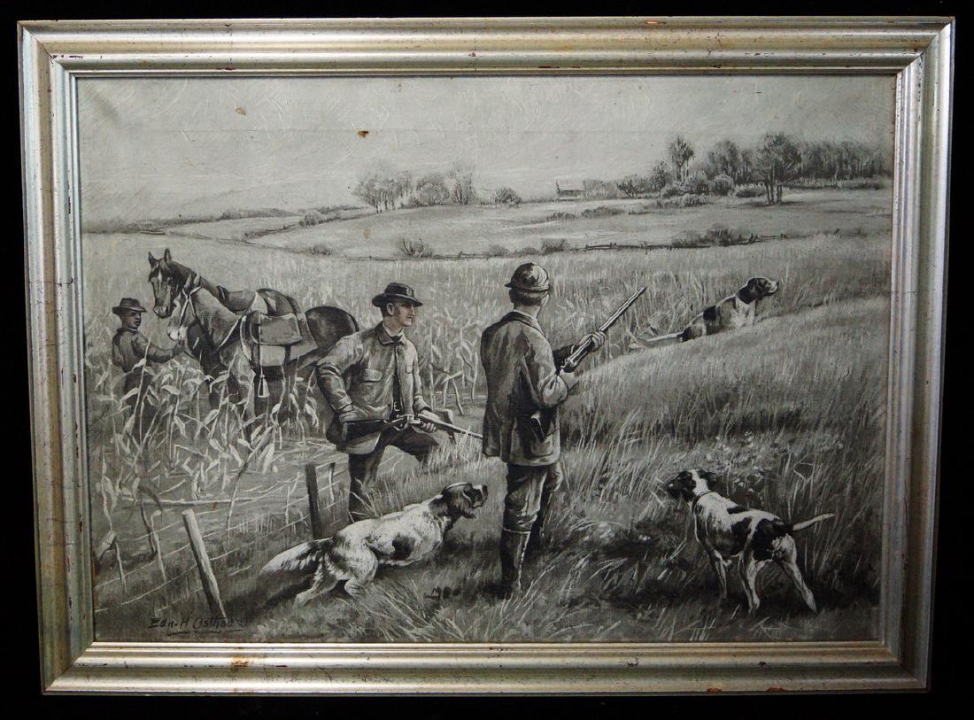 OSTHAUS SGN.  O/C "HUNTING SCENE" (1 of 6)