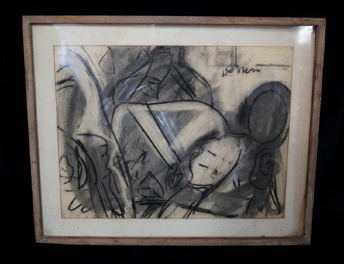 SGN. DE NIRO SR. "ABSTRACT" CHARCOAL ON PAPER (1 of 2)