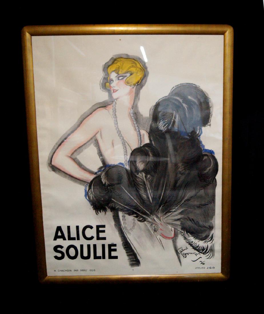 GABRIEL DOMINQUE FRENCH LITHO "ALICE SOULIE" 65"X 48.5: GABRIEL DOMINQUE FRENCH LITHO "ALICE SOULIE" 65"X 48.5