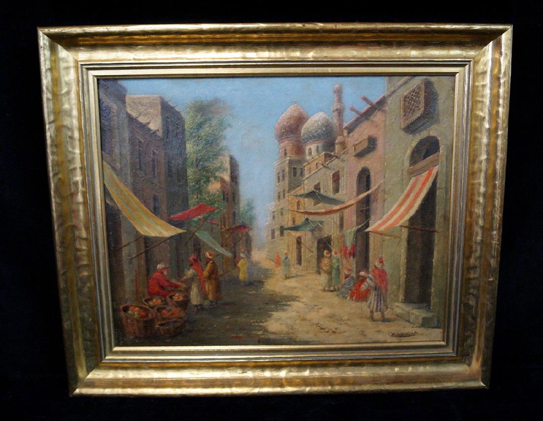 H. WOLFORT SGN. O/C ORIENTALIST STREET SCENE (1 of 3)