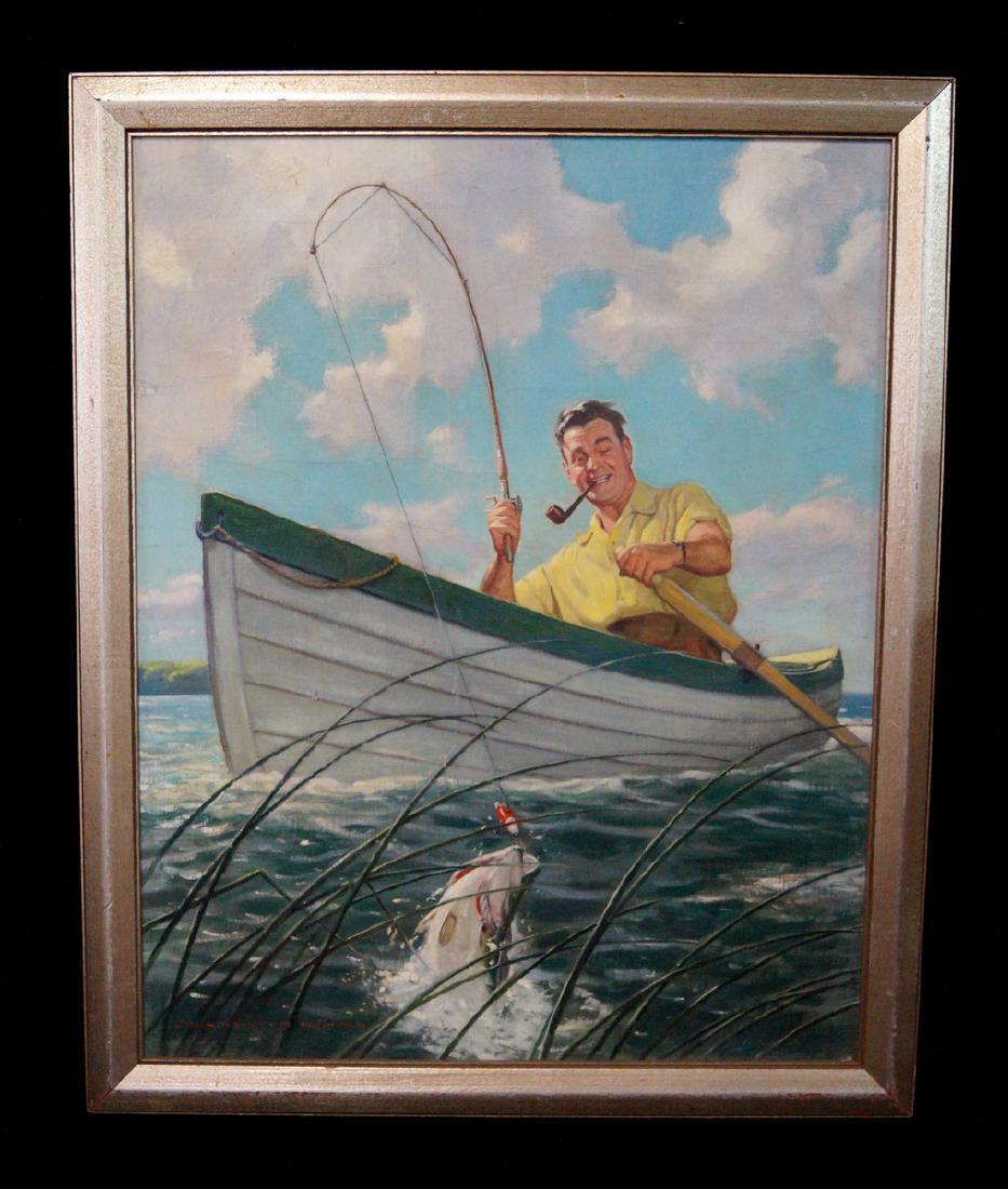 ILLUSTRATOR JOHN NEWTON HOWITT SGN. O/B "GOT ONE ! " (1 of 7)