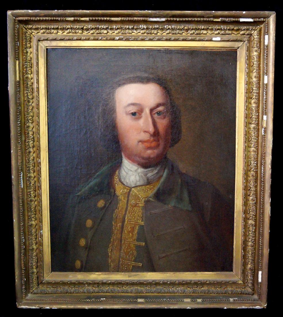 18TH C. O/C PORTRAIT OF A GENTLEMAN IN GREEN COAT (1 of 5)