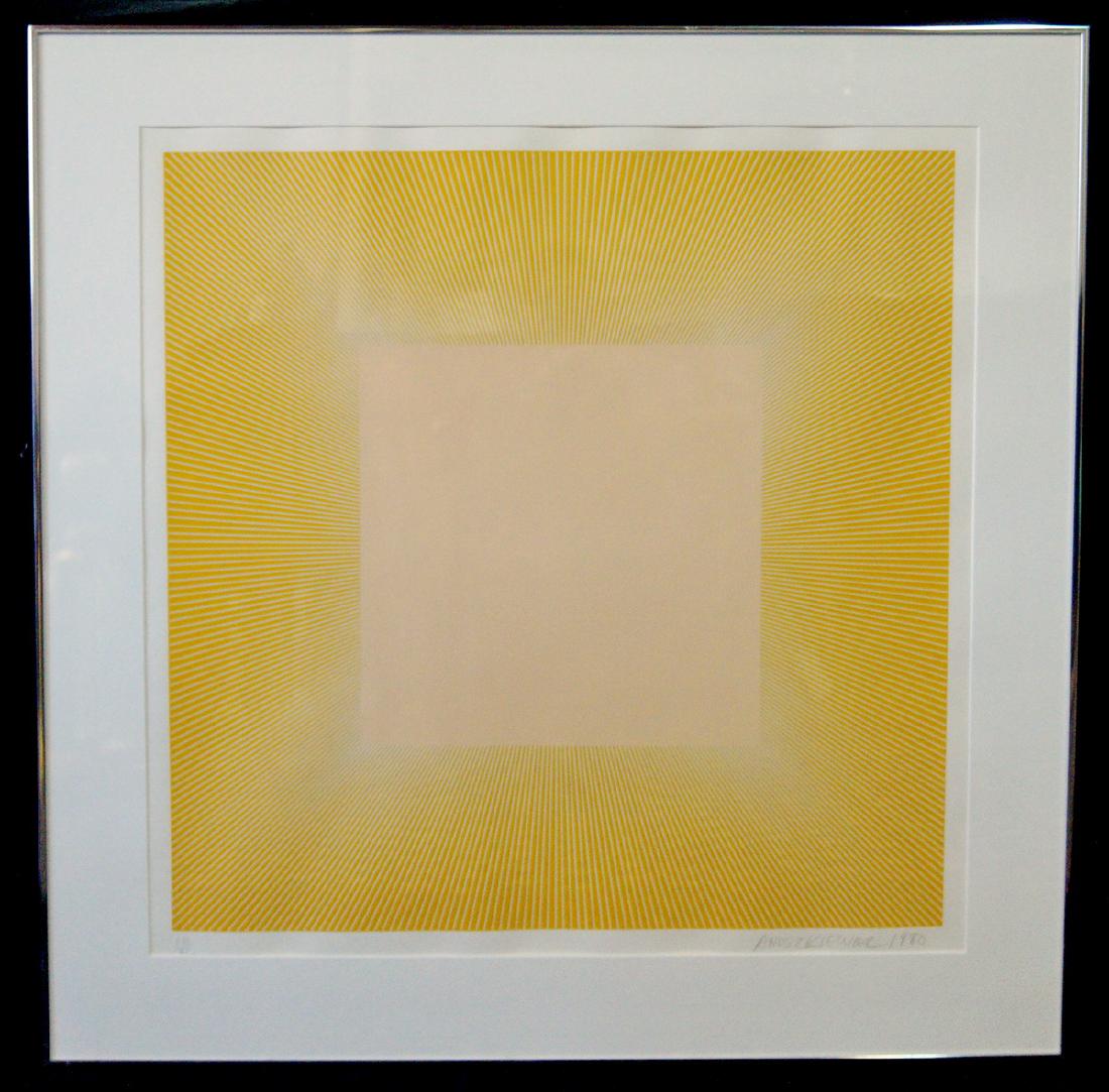SGN. ANUSZKIEWICZ LITHOGRAPH YELLOW SQAURE 29" X (1 of 4)
