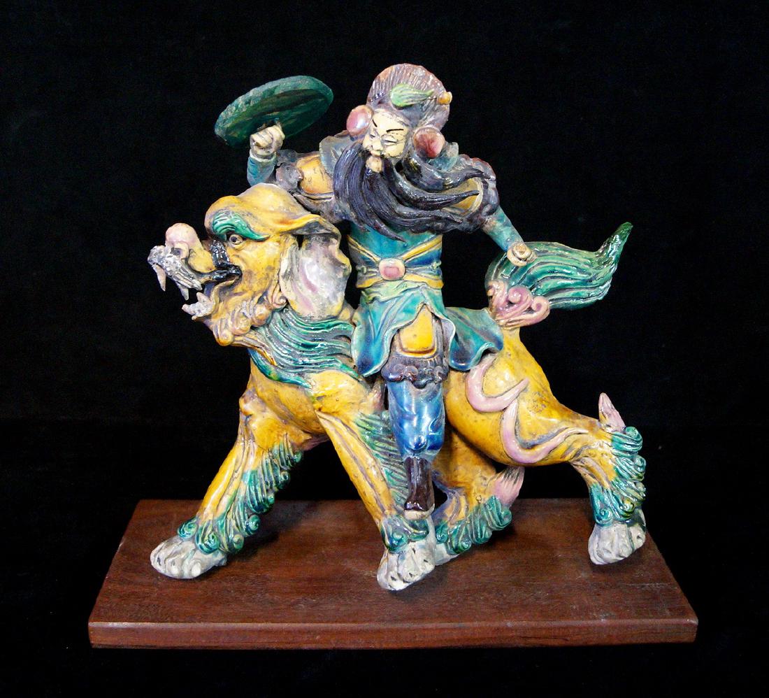 19TH C. CHINESE ROOF TILE W/STAND (1 of 3)