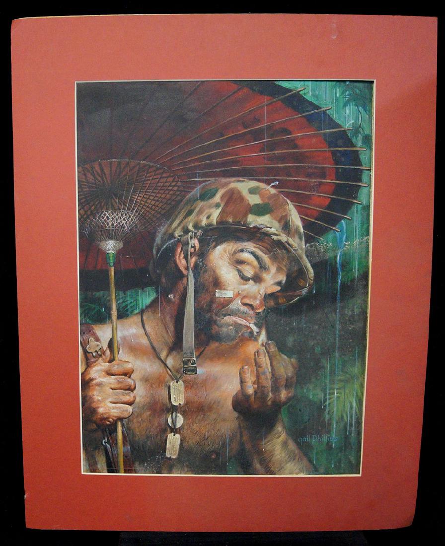 GAIL PHILLIPS SGN.  WORK ON PAPER "SOLDIER & PARASOL" (1 of 5)