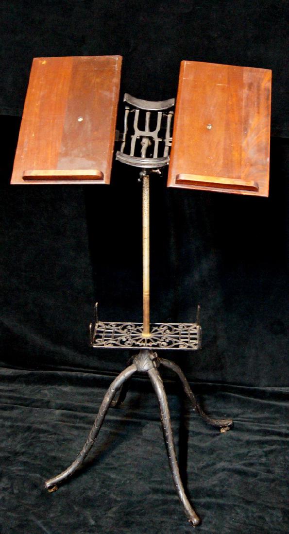 19TH C. CAST IRON & WOOD MUSIC STAND (1 of 5)