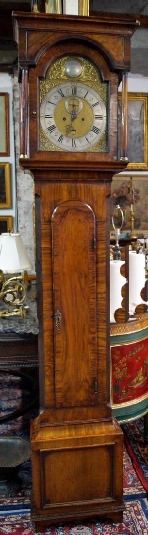 19TH C. BANDED WALNUT GRANDFATHER CLOCK (1 of 8)