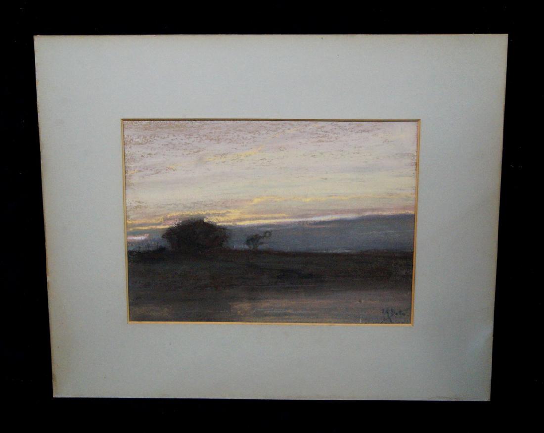 H.R .BUTLER MATTED PASTEL DRAWING ON PAPER "DUSK: H.R. (HOWARD RUSSELL) BUTLER MATTED PASTEL DRAWING ON PAPER "DUSK LANDSCAPE" SGN. 10X14"