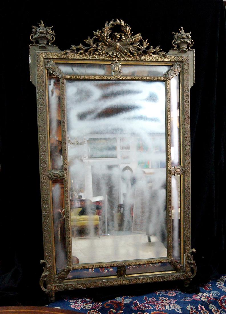 19TH CENT.  GILT & PAINT DECORATED MIRROR 72X43 (1 of 7)