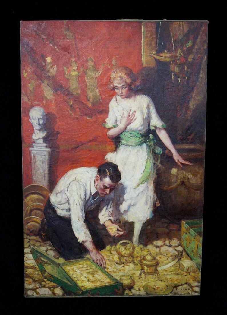 WILLIAM FISHER SGN. O/C 2 FIGURES & THEIR BOOTY (1 of 6)