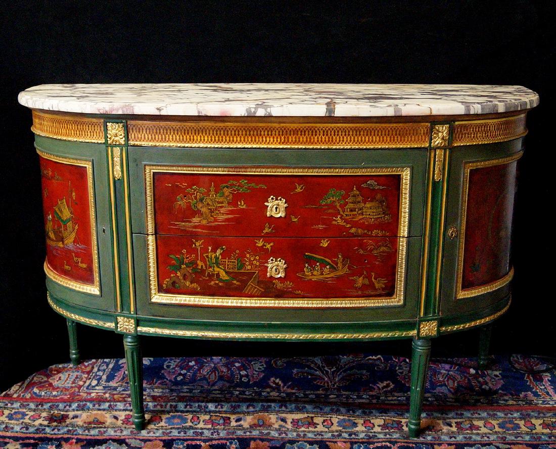19TH C.CHINOISERIE DECORATED DEMI LUNE SERVER (1 of 5)