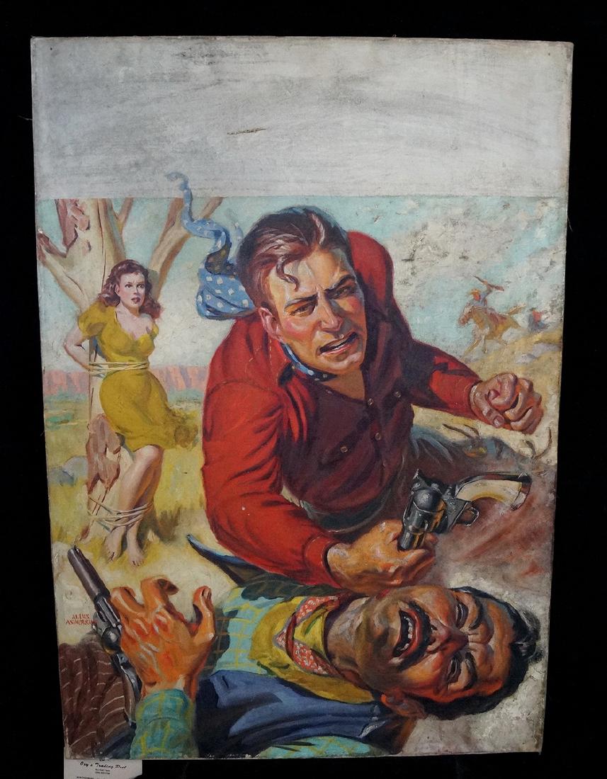 ALLEN ANDERSON ILLUSTRATION O/C PULP COVER "WESTERN W/ (1 of 5)