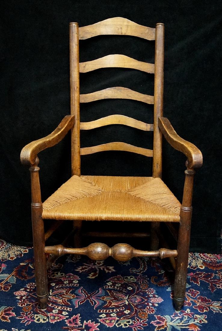 19TH C. LADDERBACK OPEN ARM CHAIR (1 of 6)