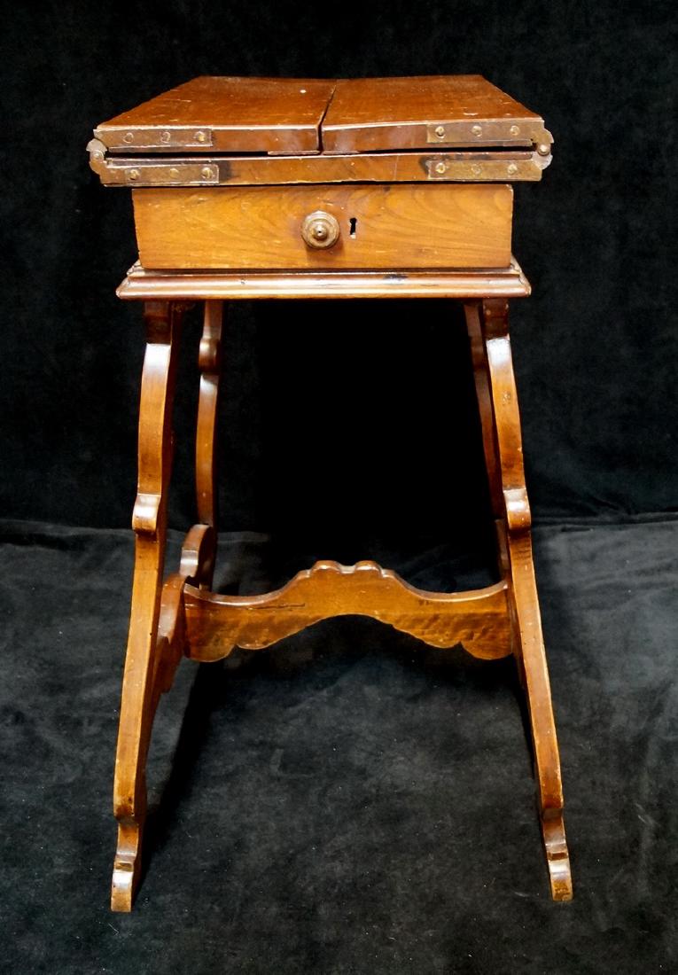 ITALIAN FLIP TOP WORK TABLE W/ DRAWERS & STRETCHER BASE (1 of 5)