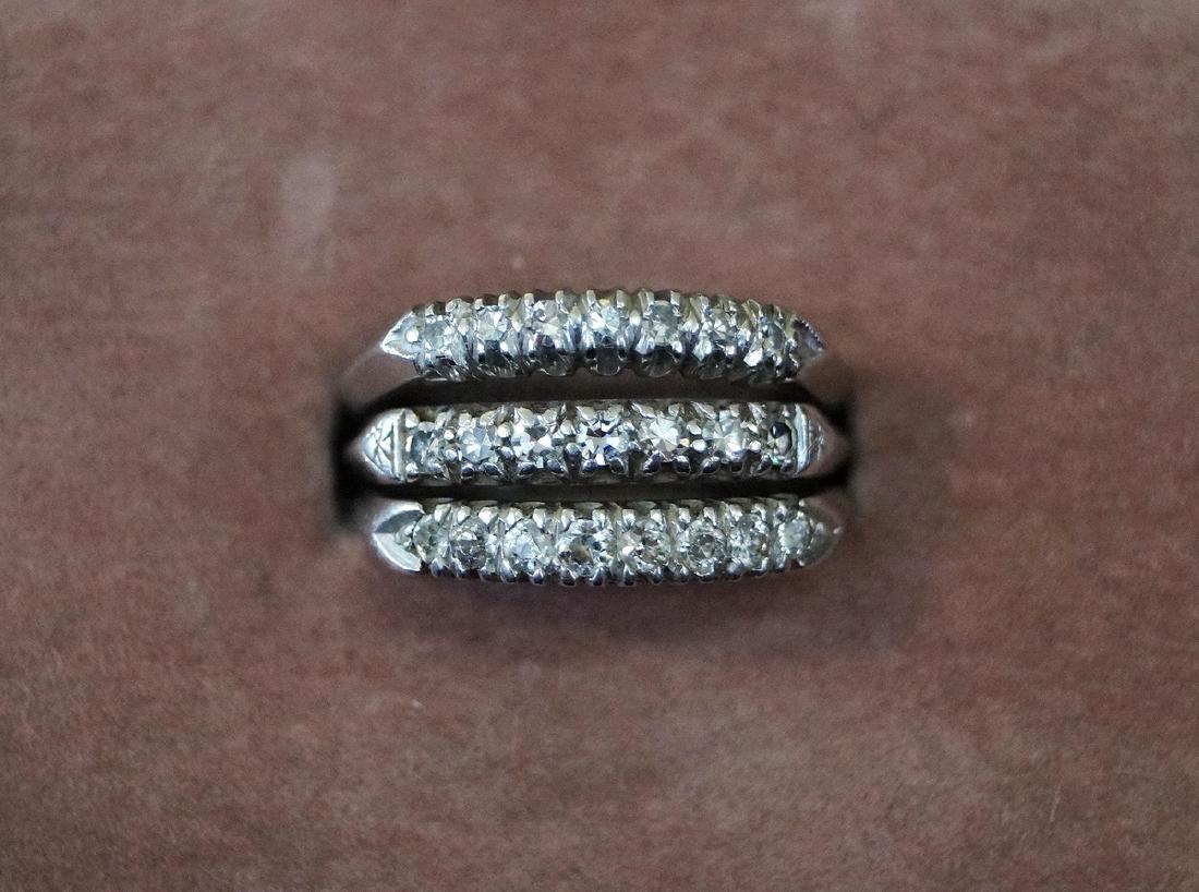 3 PLATINUM & DIAMOND STACKABLE RINGS, JEWELRY: 3 PLATINUM & DIAMOND STACKABLE RINGS