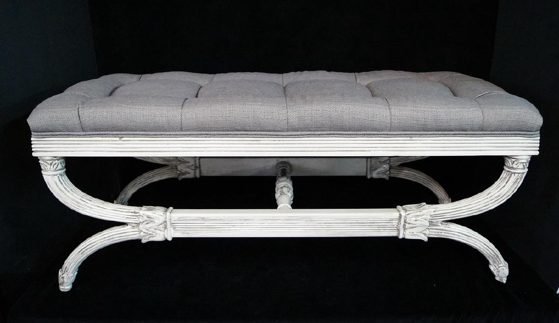 REGENCY STYLE PAINT DECORATED CERULE BENCH (1 of 3)
