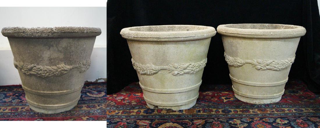 3 CAST CONCRETE CIRCULAR PLANTERS (1 of 11)