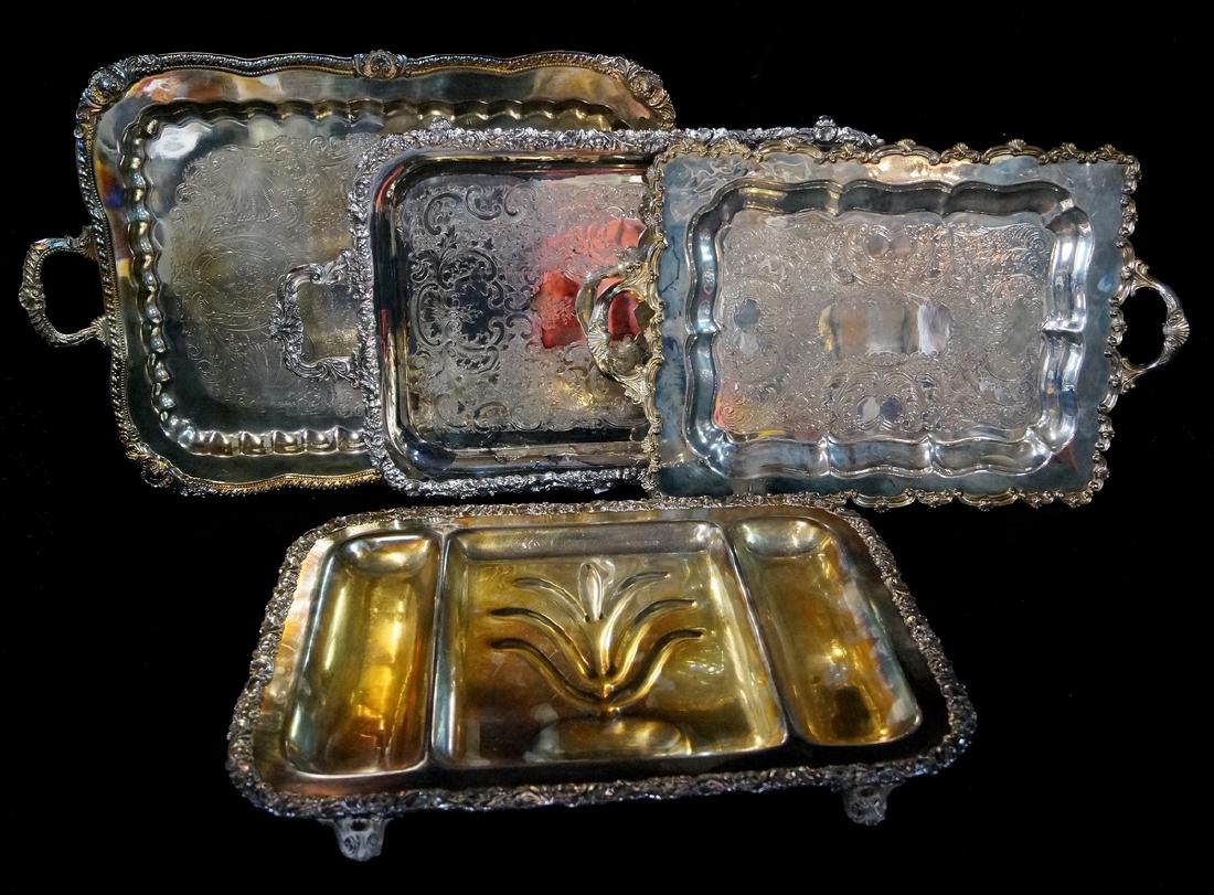 LOT 4 SILVERPLATE TRAYS VARIOUS SIZES (1 of 5)