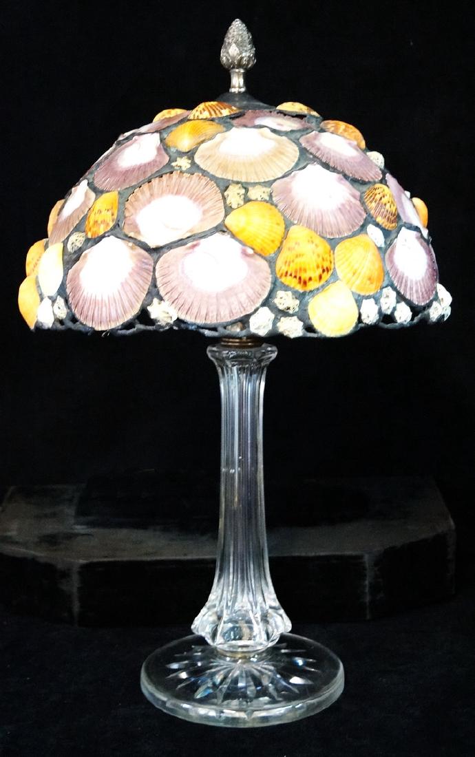 CRYSTAL LAMP BASE W/ SHELL SHADE (1 of 5)