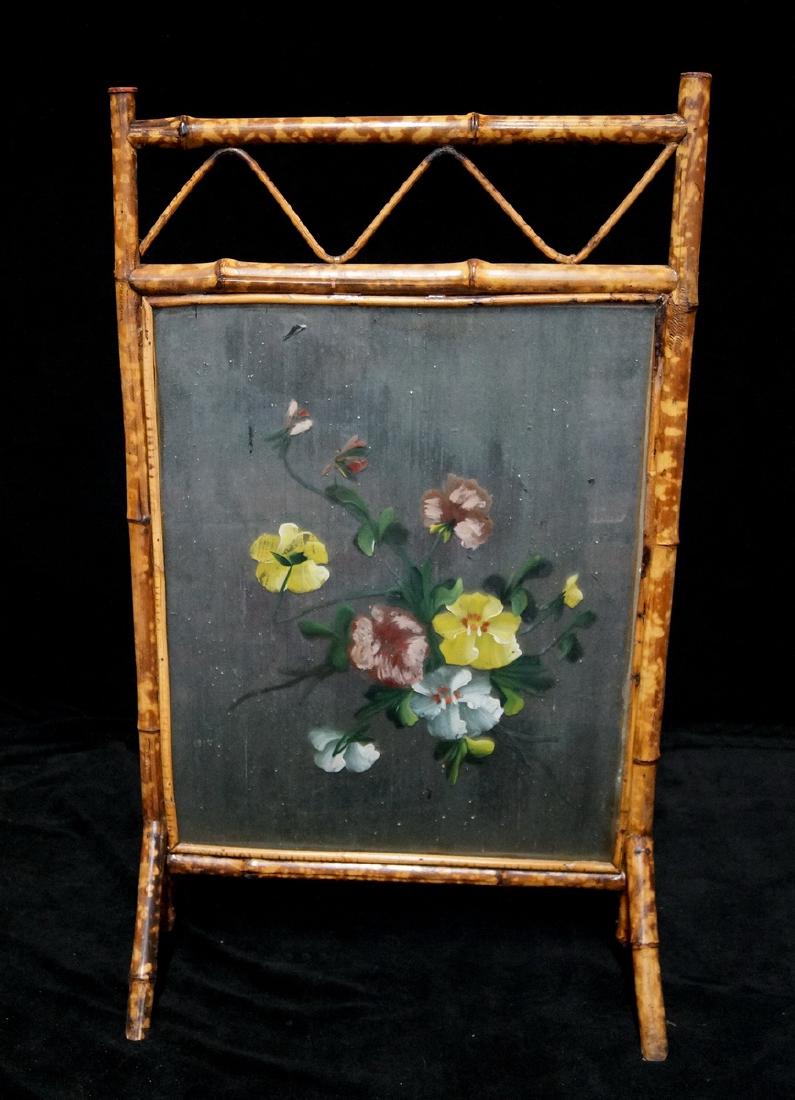BAMBOO & PAINTED GLASS FIRESCREEN (1 of 4)