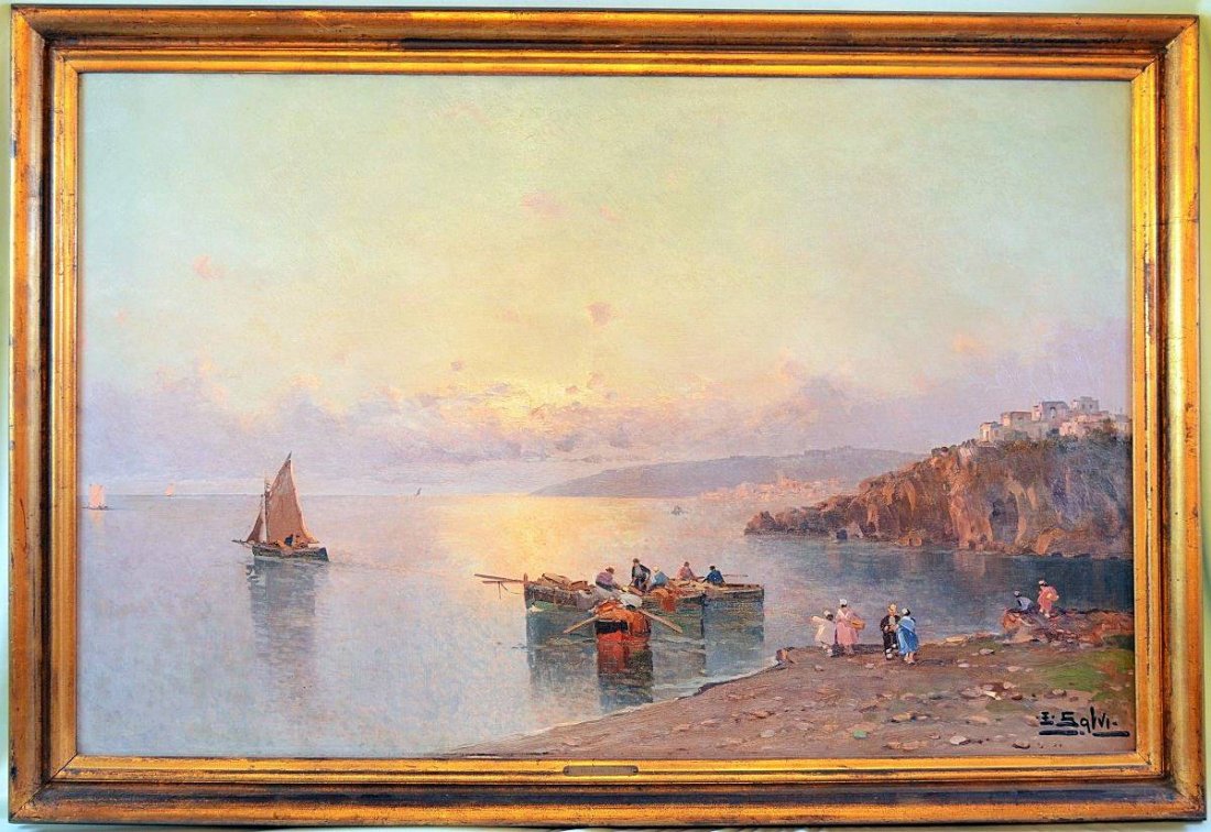 Italian School -  Mediterranean landscape - E. Salvi (1 of 2)