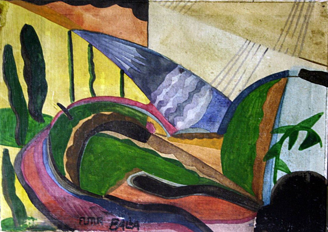 Giacomo Balla - 16,5 x 21cm -: Tempera on cardboard. Belonged to Pietro Maria Bardi. One of the founders of the Museum MASP - São Paulo/Brazil. Acquired by the owner in 1957.Born in Turin, in the Piedmont region of Italy, Balla wa