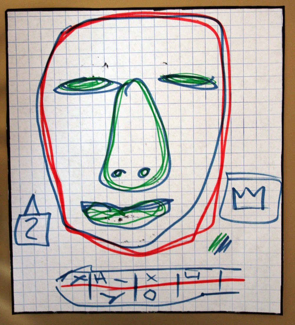 Jean Michel Basquiat - drawing on paper - 1982: Drawing on paper. 1982. Acquired by the owner in New York, 1987. We are offering as "attrib".Provenance: Argentinean colector.