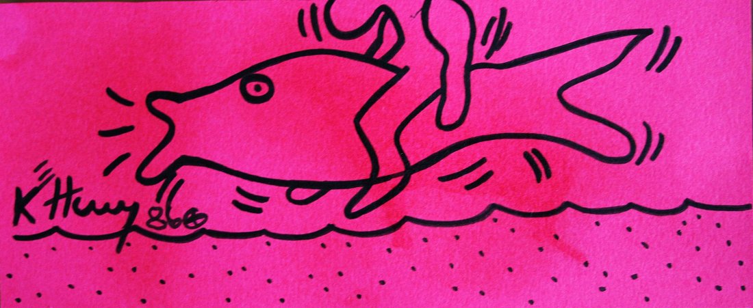 Keith Haring - drawing on colored paper 1986 (1 of 5)