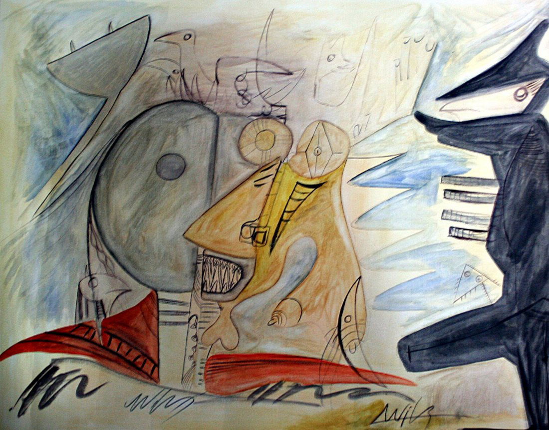 Wifredo Lam - oil on paper - (1 of 2)