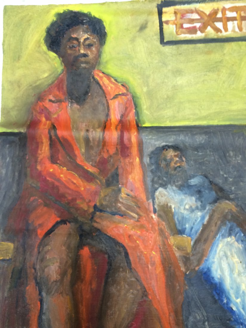 MODERN PORTRAIT OIL PAINTING RALPH NEADERLAND: MODERN PORTRAIT OIL PAINTING ON PAPER MEASURES 25 BY 35 WOODSTOCK ARTIST RALPH NEADERLAND IT IS NOT FRAMED AND IN GOOD CONDITION WE OFFER IN HOUSE SHIPPING