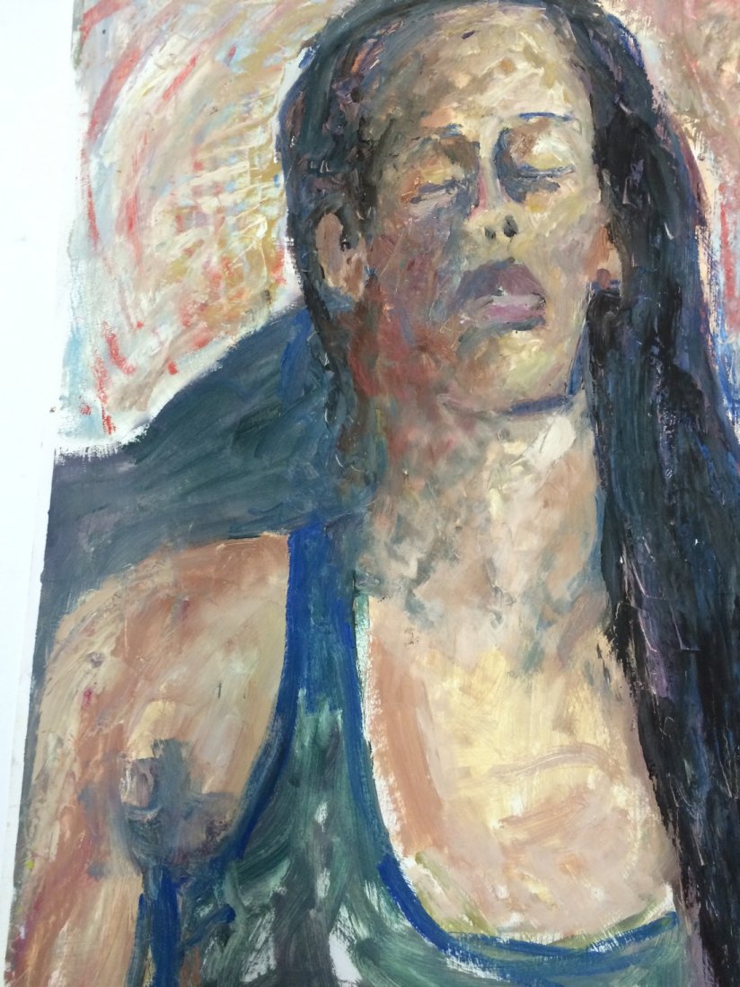 MODERN PORTRAIT OIL PAINTING RALPH NEADERLAND: MODERN PORTRAIT OIL PAINTING ON PAPER MEASURES 25 BY 39 ARTIST RALPH NEADERLAND IT IS NOT FRAMED AND IN GOOD CONDITION WE OFFER IN HOUSE SHIPPING