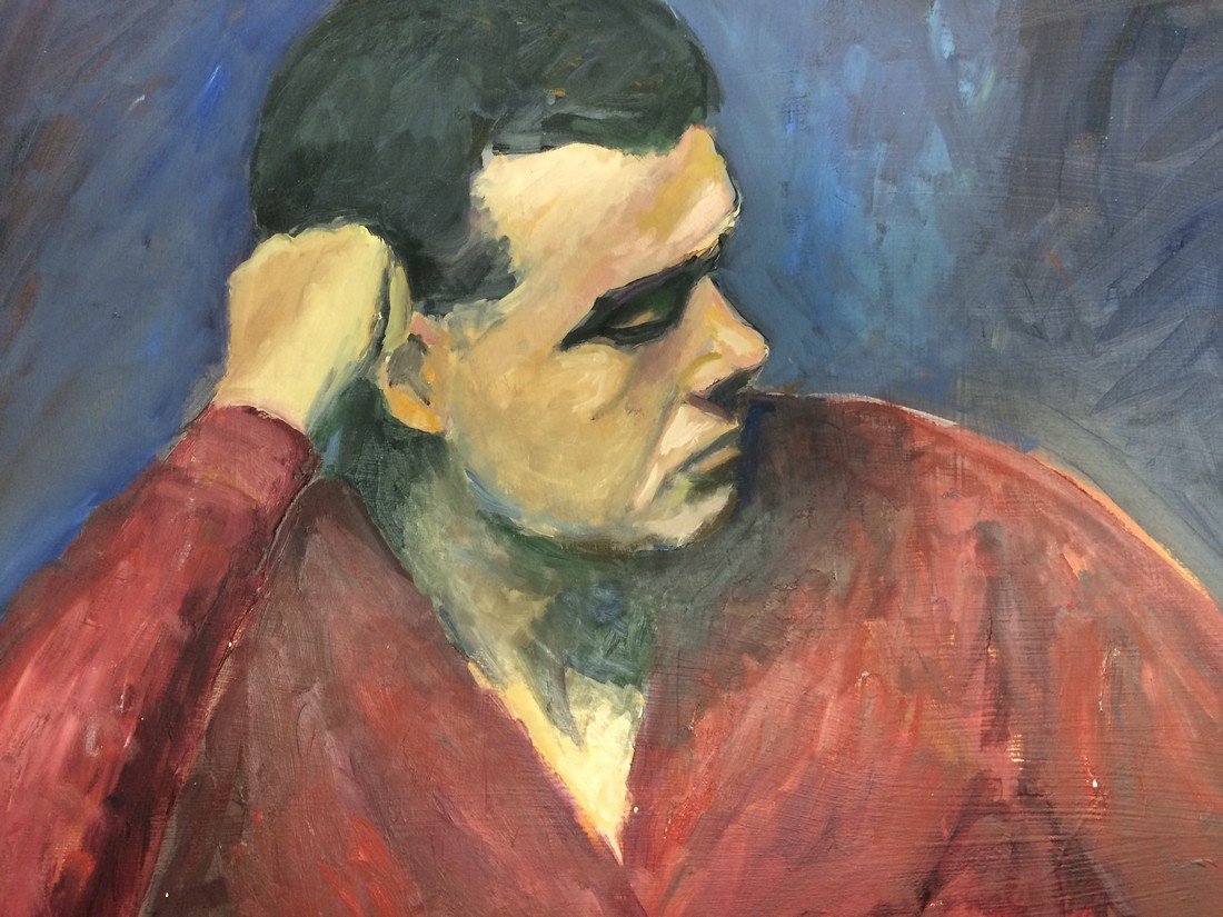 MODERN PORTRAIT OIL PAINTING RALPH NEADERLAND: MODERN PORTRAIT OIL PAINTING ON PAPER MEASURES 26 BY 19 ARTIST RALPH NEADERLAND IT IS NOT FRAMED AND IN GOOD CONDITION WE OFFER IN HOUSE SHIPPING