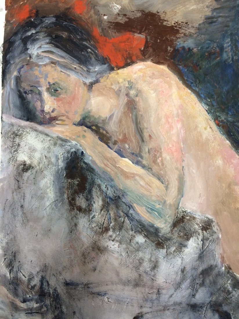 MODERN PORTRAIT OIL PAINTING RALPH NEADERLAND: MODERN PORTRAIT OIL PAINTING ON PAPER MEASURES 26 BY 38 ARTIST RALPH NEADERLAND IT IS NOT FRAMED AND IN GOOD CONDITION WE OFFER IN HOUSE SHIPPING