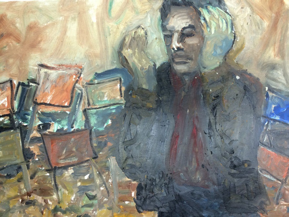 MODERN PORTRAIT OIL PAINTING RALPH NEADERLAND: MODERN PORTRAIT OIL PAINTING ON PAPER MEASURES 24 BY 38 ARTIST RALPH NEADERLAND IT IS NOT FRAMED AND IN GOOD CONDITION WE OFFER IN HOUSE SHIPPING