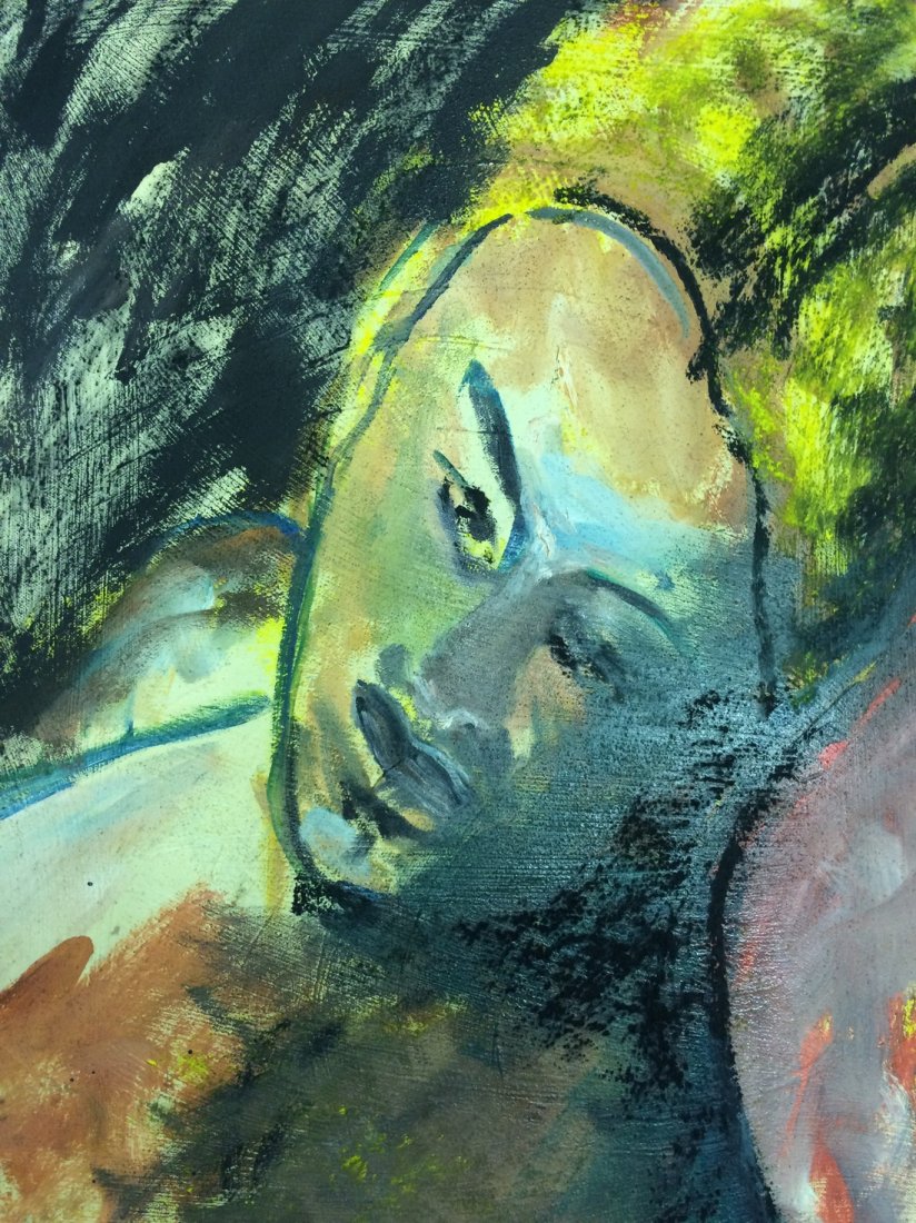 MODERN PORTRAIT OIL PAINTING RALPH NEADERLAND: MODERN PORTRAIT OIL PAINTING ON PAPER MEASURES 17 BY 23 ARTIST RALPH NEADERLAND IT IS NOT FRAMED AND IN GOOD CONDITION WE OFFER IN HOUSE SHIPPING
